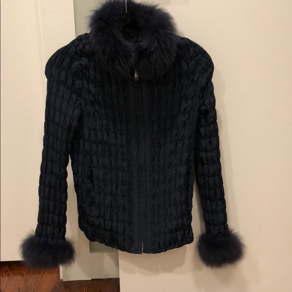 Rabbit and fox fur zip up jacket